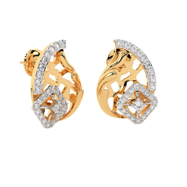 Louis Round Diamond Stud Earrings
